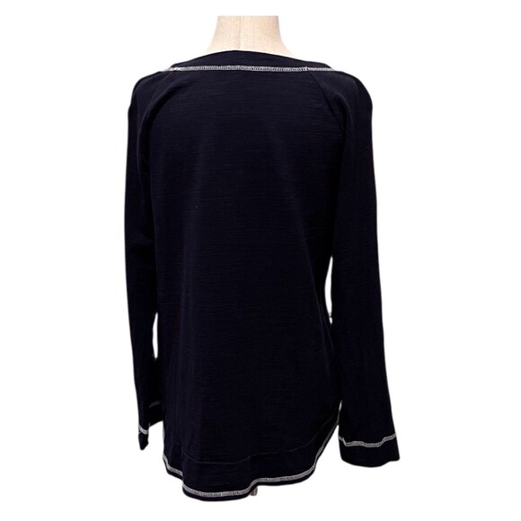 T by Talbots Womens Medium UPF 50+ Blue And White Pullover TEE SHIRT Nautical - Picture 5 of 8